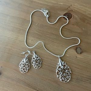 Silver Filigree Necklace and Earrings